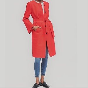 BANANA REPUBLIC Coral Red Boucle Cotton Coat S